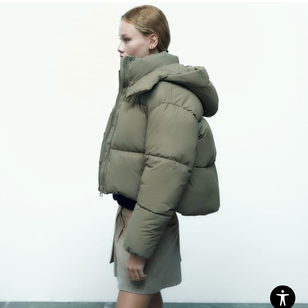 New ZARA WOMEN RUBBERIZED PUFFER JACKET